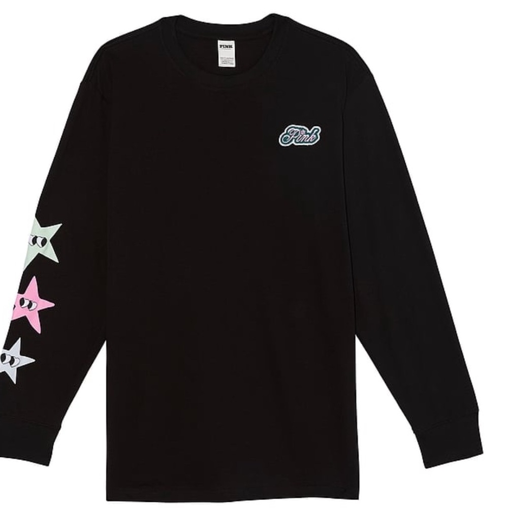 PINK OVERSIZED LONG-SLEEVE CAMPUS TEE
